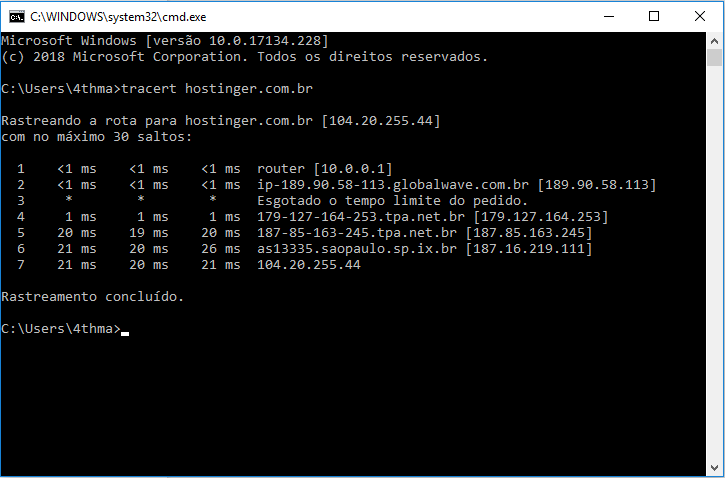 comando tracert