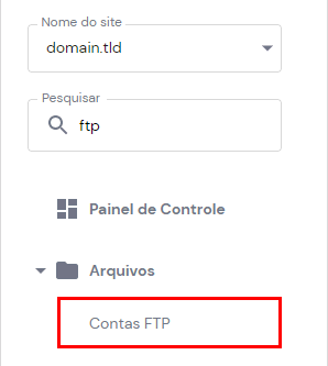 O botão Contas de FTP no hPanel