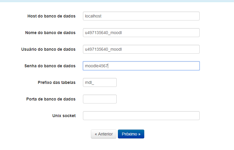 inserir informações do banco de dados moodle