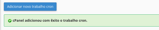 tarefa cron criada com sucesso no cpanel