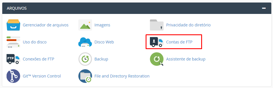 Painel de contas ftp no cpanel