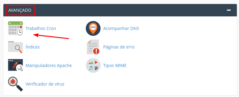 seção trabalhos cron no cpanel