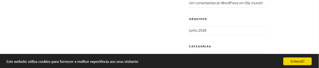 visualizar aviso de cookies no wordpress