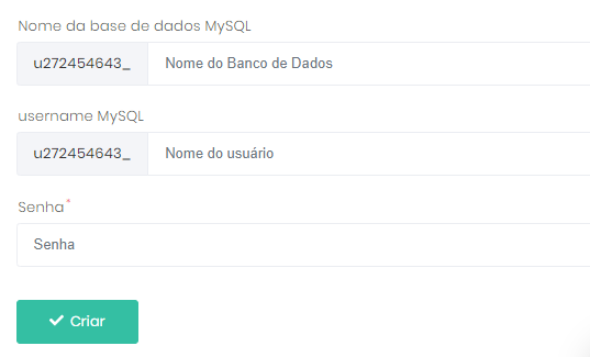 informações do banco de dados MySQL