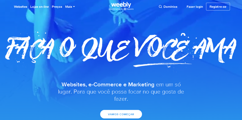 tela inicial do CMS Weebly