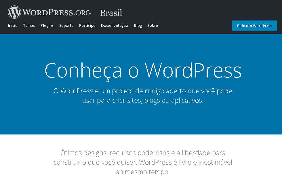 página inicial do WordPress.org 