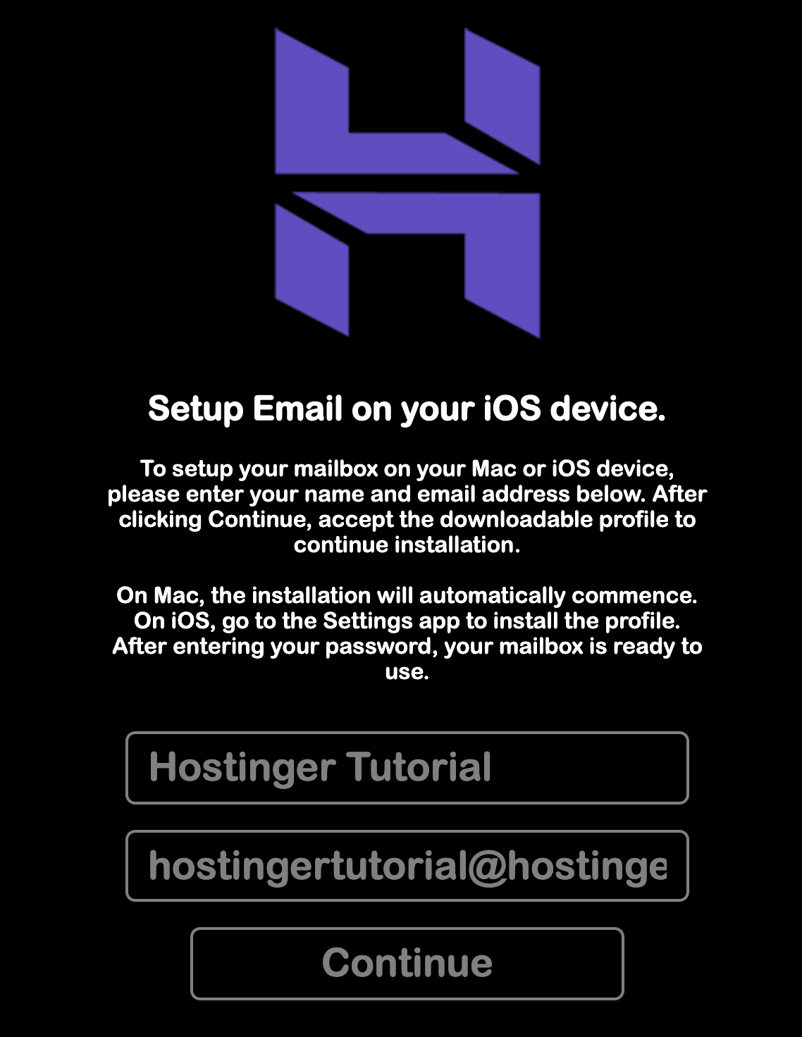 configurador automático de email da hostinger