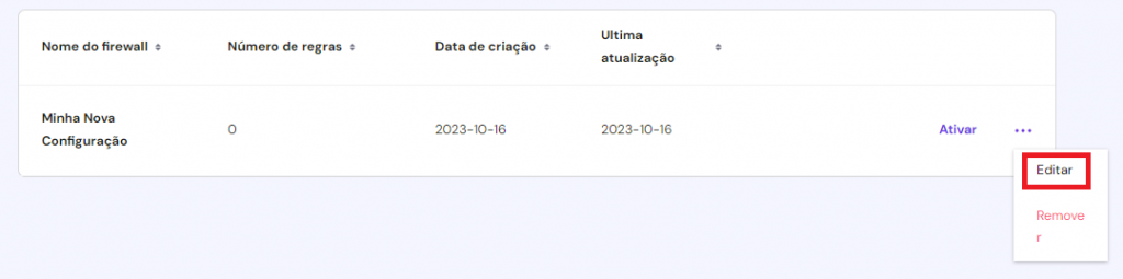 editando firewall no hpanel