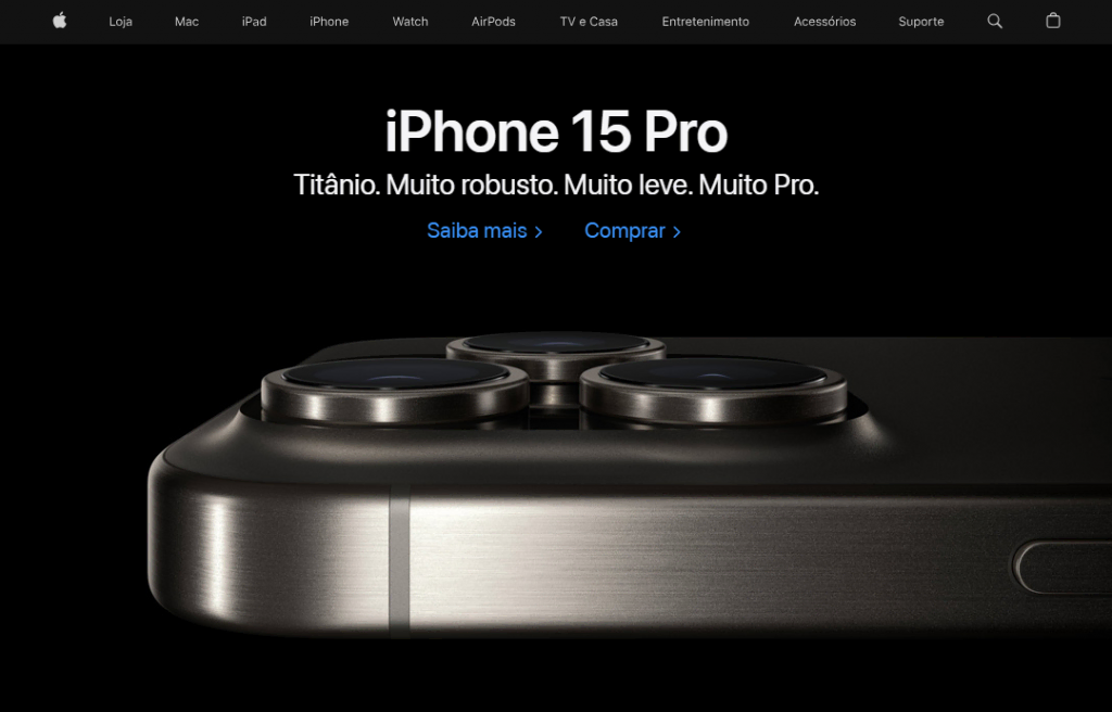 página inicial da apple na web