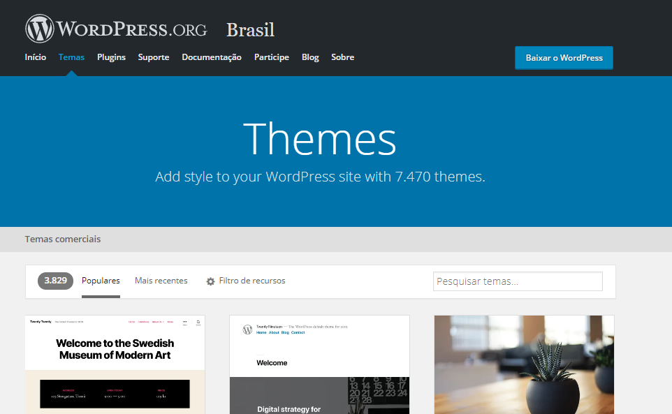 diretório de temas WordPress