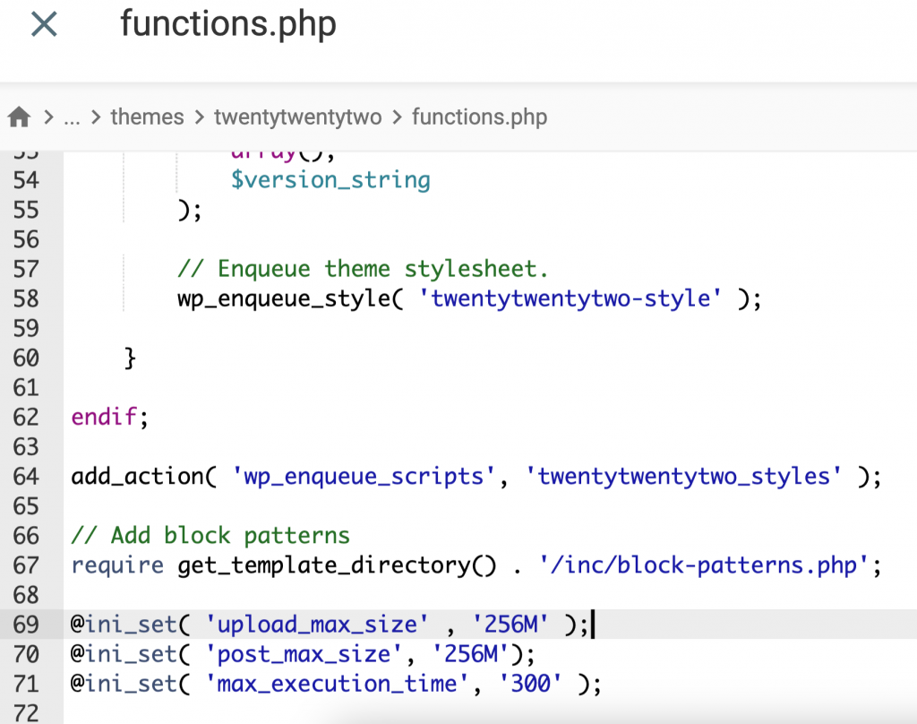O conteúdo do arquivo function.php com o arquivo adicionado