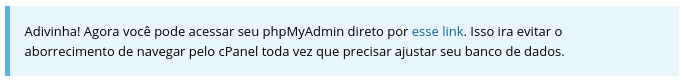 link de acesso ao banco de dados phpmyadmin