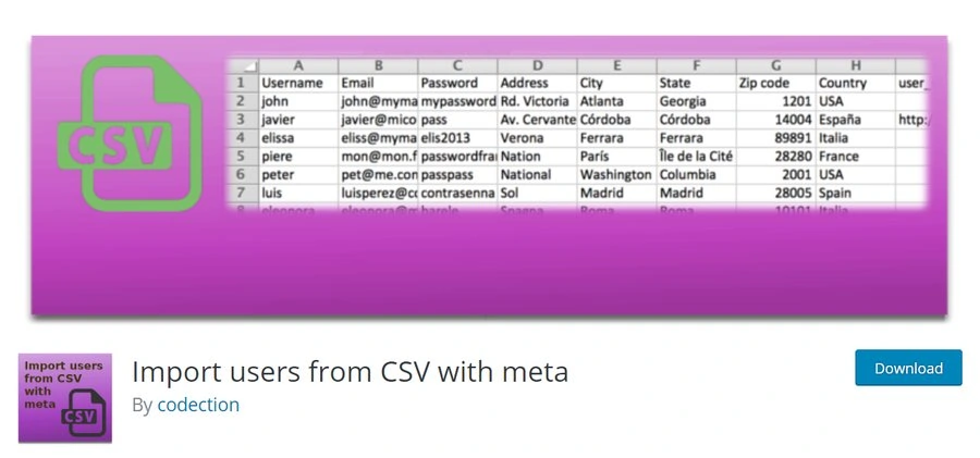 Plugin Import Users CSV Meta
