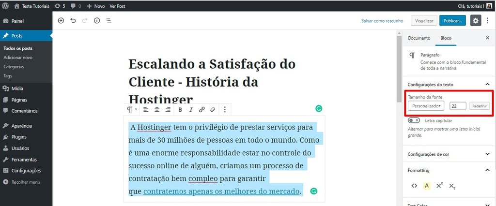 editar bloco no wordpress