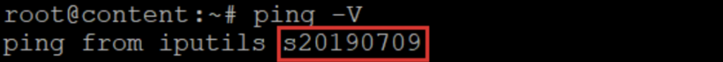 terminal exibindo a versão do ping instalada