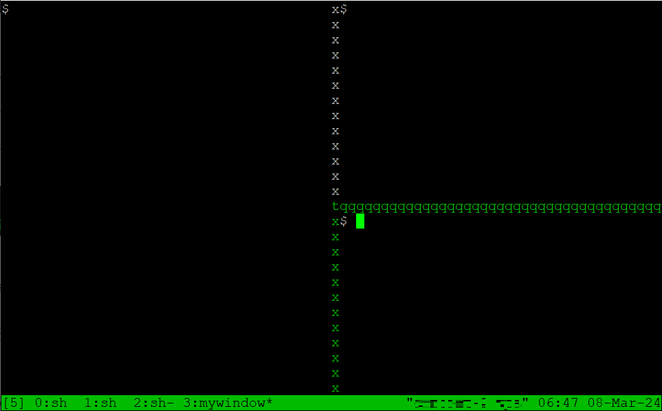 dividindo janelas em painéis no tmux