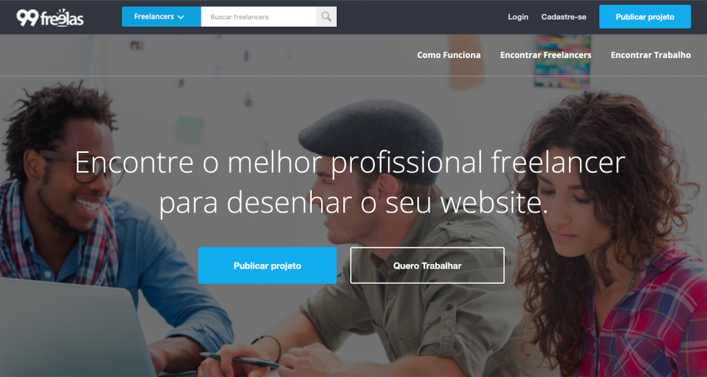 página inicial do site de freelancer 99freelas