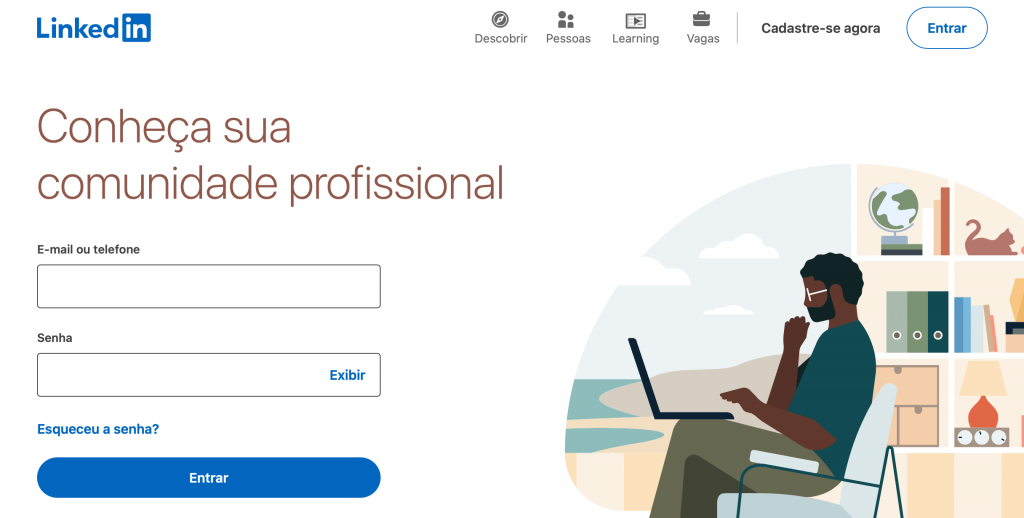 página inicial do linkedin