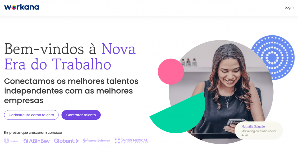 página inicial do site de freelancer workana