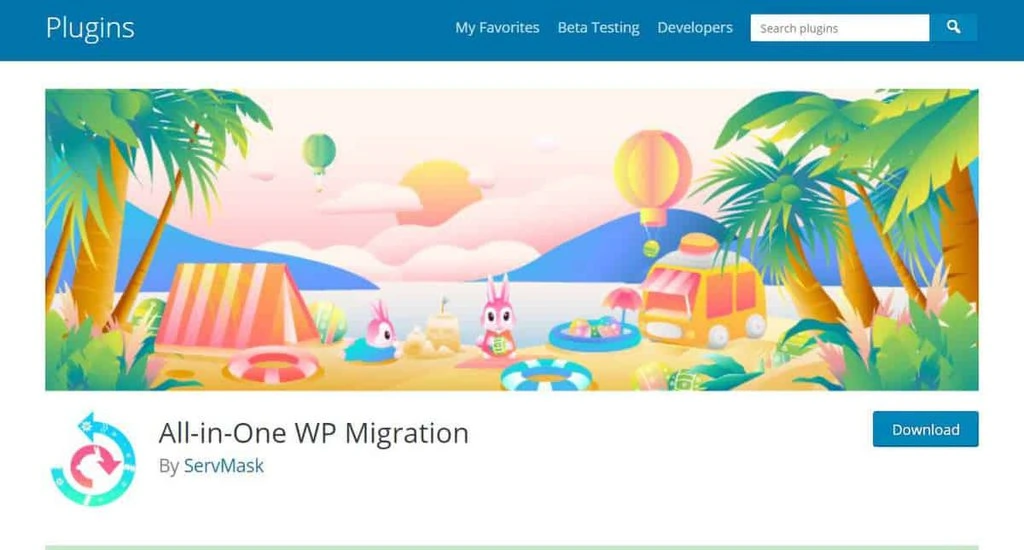 Plugin de migração para WordPress All in One WP Migration