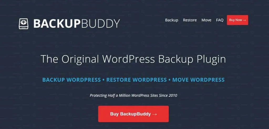 Site do plugin de migração WordPress Backup Buddy