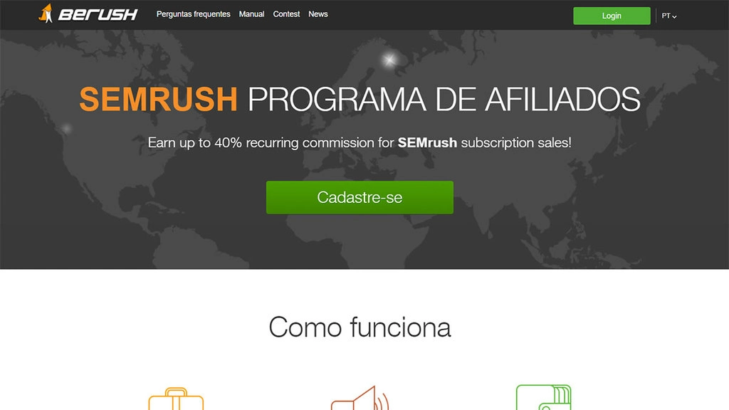 Página inicial do programa de Afiliados SemRush