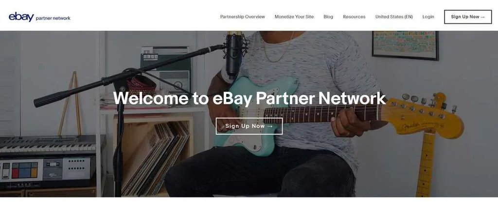 Página inicial do programa eBay Partner Network