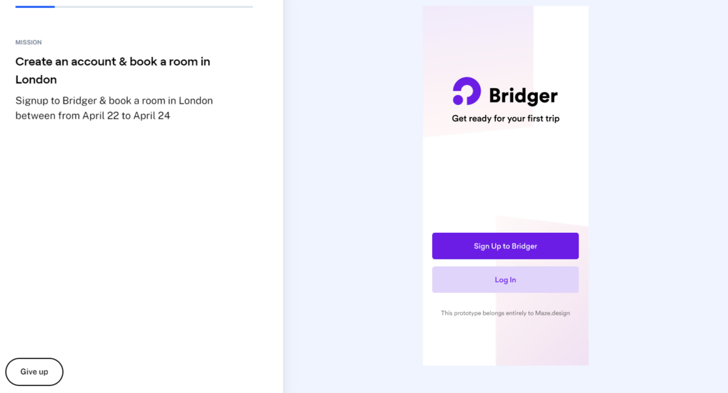 teste de usabilidade do aplicativo bridger