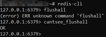 exemplo de comando flushall renomeado no redis