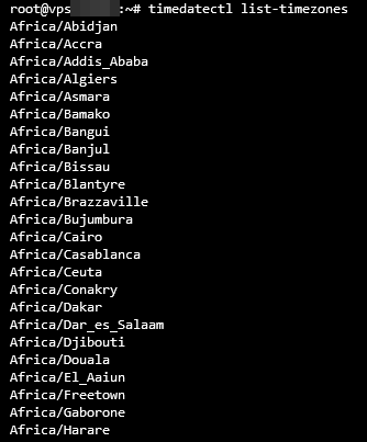 lista de fusos horários no ubuntu