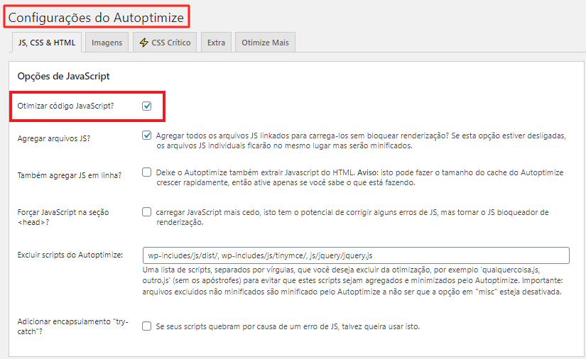 otimizar códigos do JavaScript no WordPress com o plugin Autoptimize