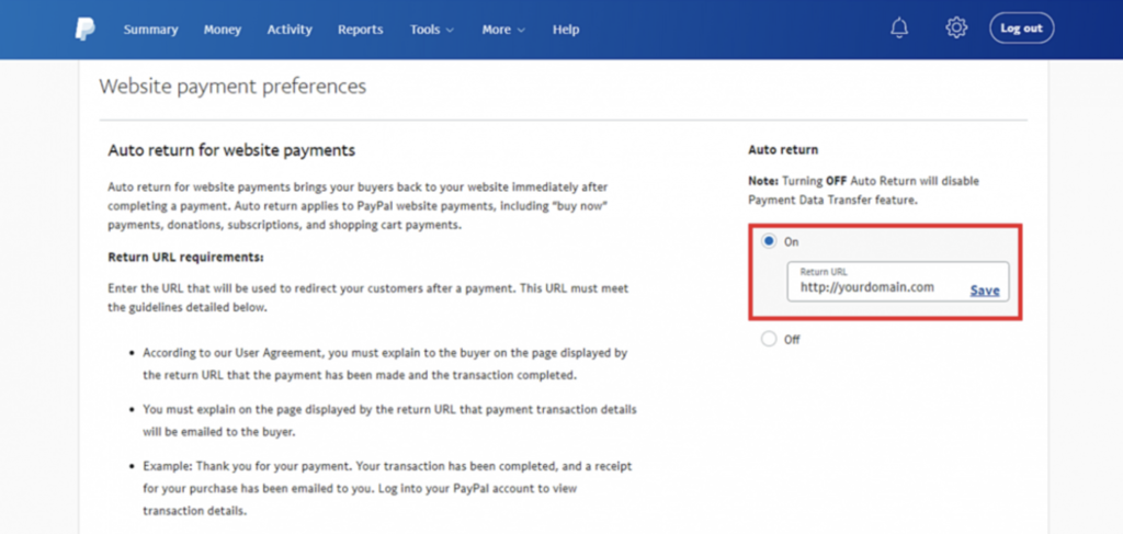 configurando devolução automática no PayPal