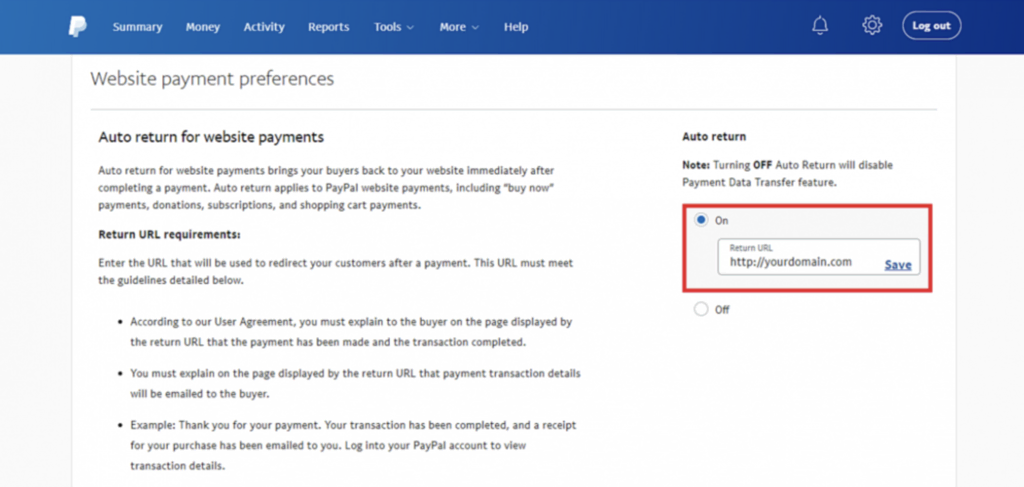 configurando devolução automática no PayPal