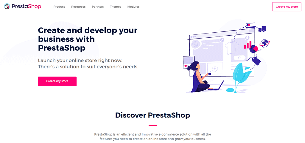 pagina inicial da prestashop, muito usado para criar um e-commerce