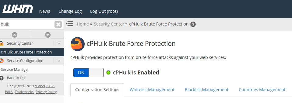 habilitar proteção cphulk no painel web host manager