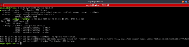 status do servidor Apache no Ubuntu