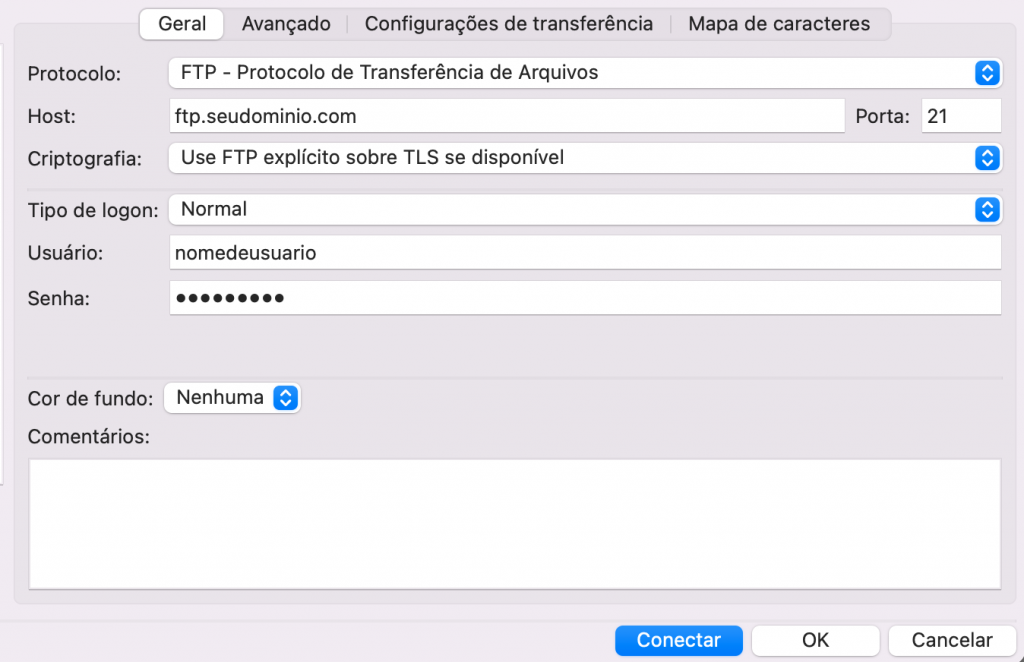 adicionar site no filezilla