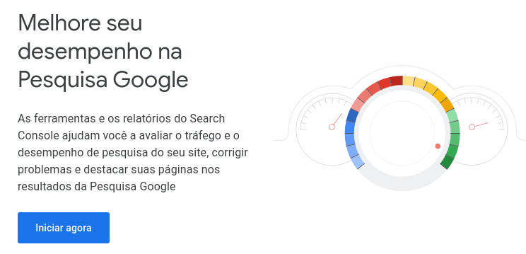 página inicial do Google Search Console