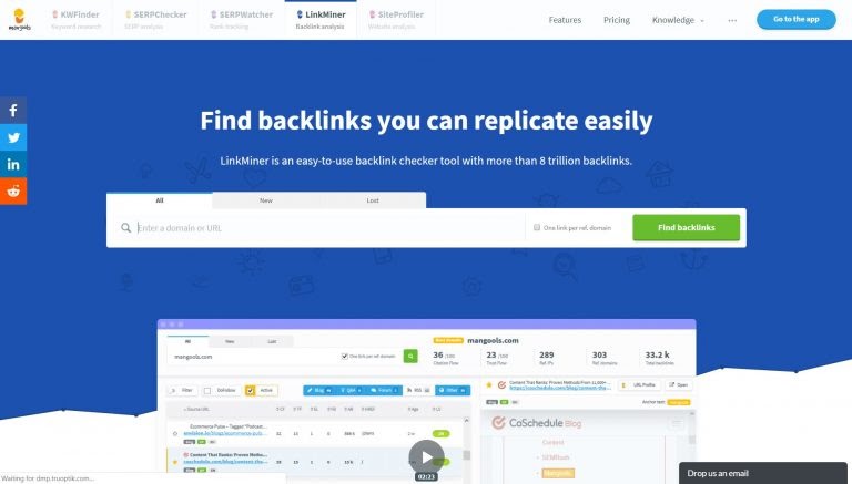 LinkMiner ferramenta de backlink