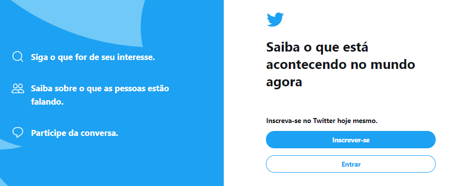 página inicial do Twitter