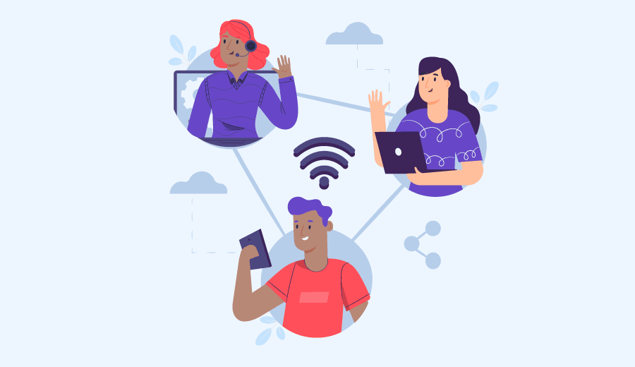 pessoas conectadas na internet e conversando umas com as outras