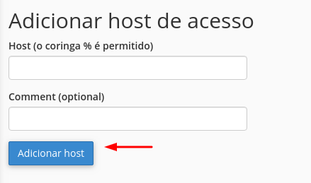 adicionar host de acesso remoto de banco de dados mysql