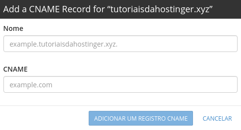 adicionar registro c no editor de zona de dns