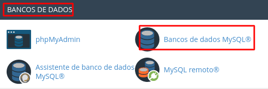 localizar banco de dados mysql na seção banco de dados do cpanel