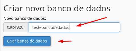 criar novo banco de dados mysql