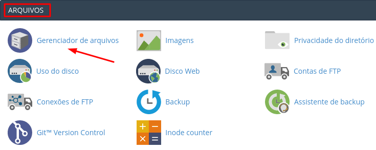 gerenciador de arquivos no cpanel