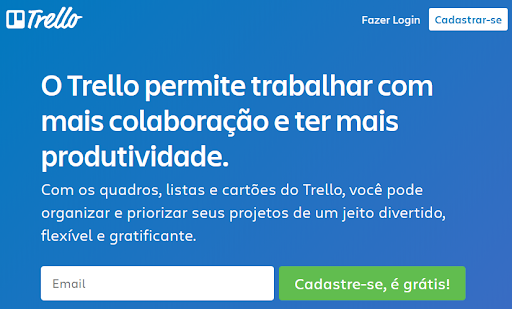 ferramenta de gerenciamento Trello para manter o foco no trabalho