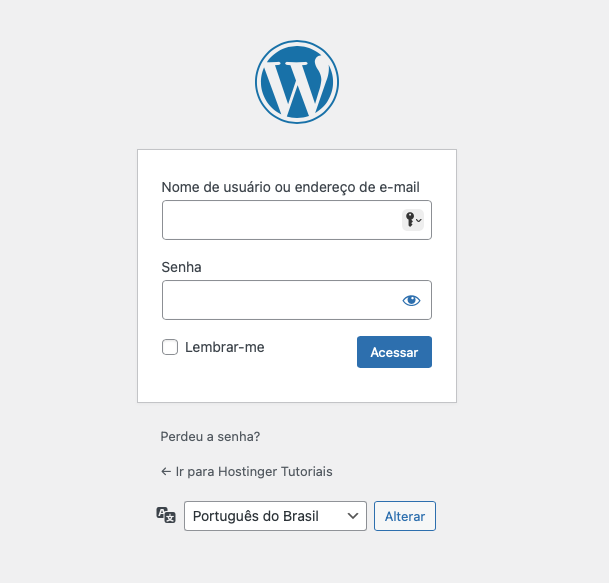 fazendo login no wordpress