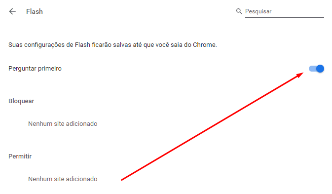 tela para desativar plugins chrome