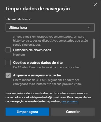 limpar cache na ultima hora no edge